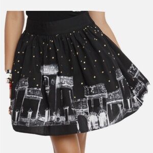 Hot Topic The Book of Life skirt - black starry evening cityscape w/crinoline